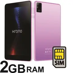 KRONO - Tablet Sim Card 7 Pulgadas Android 12 2GB RAM 32 GB Rosado