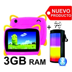 KRONO - Tablet Niños 3GB RAM Android 11 Wifi + 32GB 7 Pulgadas + Parlante Rosado