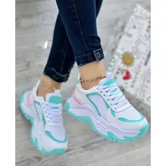 GENERICO - Tenis Blanco Cian Zapatillas Zapatos Mujer Lindos Moda Casual