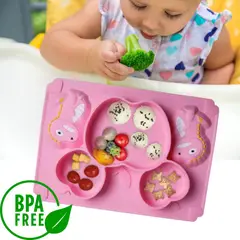 GENERICO - Plato Silicona Antiderrame Succion Bebe Dinosaurio