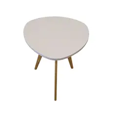 GENERICO - Mesa Auxiliar Centro Triangular Huevo Grande Blanco 50x55 cm