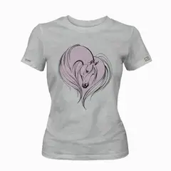 GENERICO - Camiseta Dama Caballo forma de corazon Gris Original Nu Crown