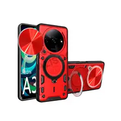GENERICO - Estuche Proteccion Camara Con Soporte Para Xiaomi Redmi A3 Rojo