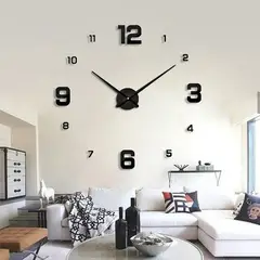 GENERICO - RELOJ DE PARED 3D TAMAÑO GRANDE 100X100CM COLOR NEGRO