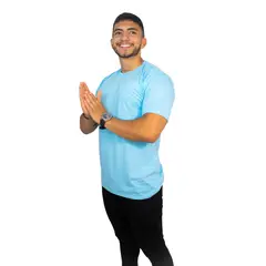 MANPOTSHERD - Camiseta Básica Hombre Azul Claro