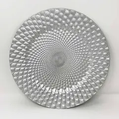 BURICA - PLATO BASE 33 CM MARTILLADO PLATEADO