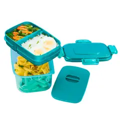 POLIMES - Recipiente To Go Rectangular Clip n´ Lock N. 0 de 1.5 L LS10L Cyan