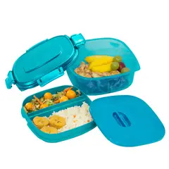 POLIMES - Recipiente To Go Cuadrado Clip n´ Lock N. 0 de 1.25 L LS20L Cyan