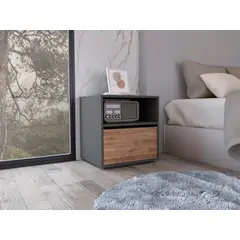 RTA DESIGN - Mesa De Noche Galanto Plomo Miel MPL 9456 Rta Muebles
