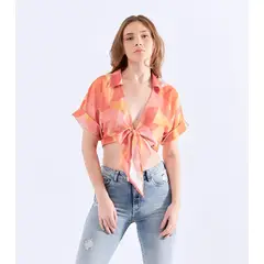 UNSER - Blusa Para Mujer Estampada Con Tiras Para Anudar