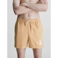 CALVIN KLEIN - Bermuda Beige De Largo Medio Con Cordón - Ck Monogram
