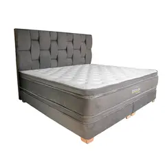 COLCHONES DISTINCION - COMBO COLCHON DIAMANTE DOBLE PILLOW 100X190 + BASE CAMA PREMIUM