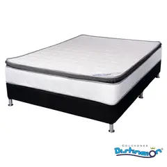 COLCHONES DISTINCION - COMBO COLCHON RESORTADO ORO UNI PILLOW 200X200 + BASECAMA TELA MF