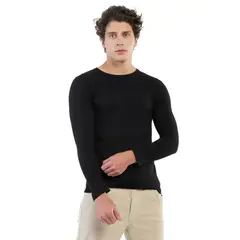 MANPOTSHERD - Camiseta Manga Larga Hombre Negro