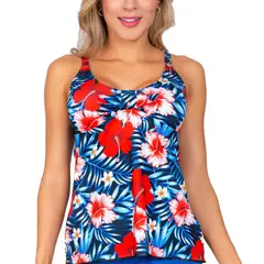 PRAIE - Top de Vestido de Baño 2123AFlores Blusa Tankini