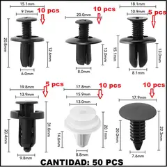 GENERICO - Pines broches clips topes para vehiculo de 50 unidades