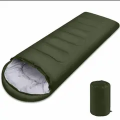 OEM - Saco de Dormir Recto 220x75cm con Gorro verde