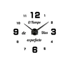 GENERICO - RELOJ DE PARED 3D TAMAÑO 100X100CM + FRASE EN VINILO COLOR NEGRO
