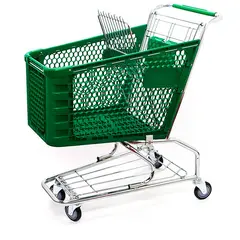 GENERICO - Carro para Supermercado Canasta Plástica  verde
