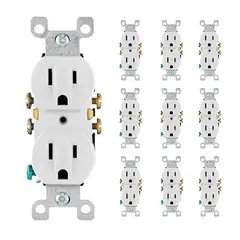 LEVITON - Toma Doble Blanco Americano X 10 Unidades