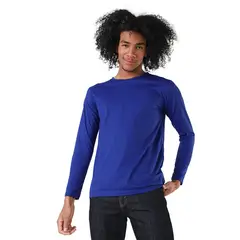 MANPOTSHERD - Camiseta Manga Larga Hombre Azul Rey