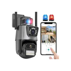 AWEI - Cámara De Seguridad Exterior Doble Lente Con Alarma