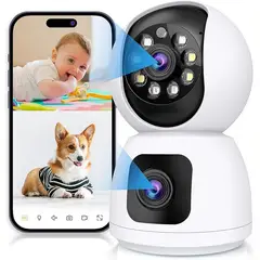 AWEI - Cámara Seguridad Doble Lente Wifi Detección Movimiento NO INCLUYE SD