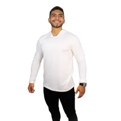 MANPOTSHERD - Camiseta Manga Larga Capota Hombre Crudo