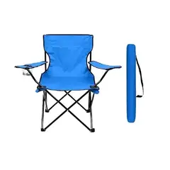 KIDSHOP - Silla Plegable Con Soporte Para Brazo Camping Parque Playa Azul