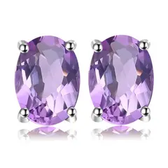 ALHAJAS - Aretes Topos Para Mujer Con Amatista Natural En Plata 925