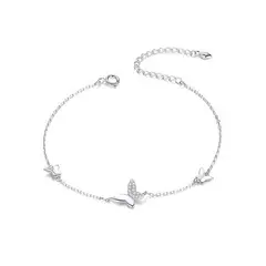 ALHAJAS - Pulsera Manilla Para Mujer Mariposas Fabricada En Plata 925