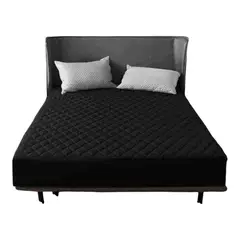 GENERICO - Protector de Colchón Doble Negro Anti-Ácaros 35cm de Alto Acolchado
