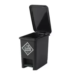 GENERICO - Papelera Rectangular 8lts Pedal Color Negro