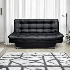 MUEBLES ONLINE - Sofa cama 3 Posiciones Carvallo Plain tipo cuero negro