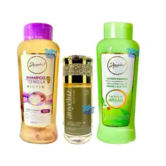 ANYELUZ - Kit x 3 Shampoo cebolla, acondicionador aceite de argan y oleo capilar de argan -