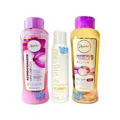 ANYELUZ - Kit x 3 shampoo, acondicionador cebolla y shampoo seco -
