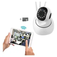 AWEI - Q5 Cámara De Seguridad 360 Robótica Wifi Chens Color Blanco + SD 64 GB