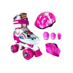 SPORT - Patines 4 Ruedas Ajustables Con Protecciones S Fucsia