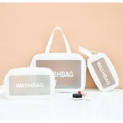 GENERICO - SET X3 COSMETIQUERAS COLOR BLANCO