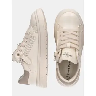 CALVIN KLEIN - Tenis Beige Casuales Niña con Cremallera Lateral