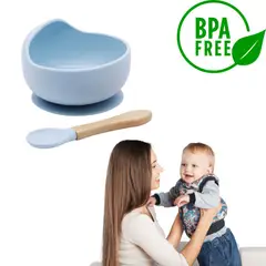 GENERICO - Set Taza Silicona Para Bebe y Cuchara Antideslizante