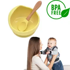 GENERICO - Set Taza Silicona Para Bebe y Cuchara Antideslizante