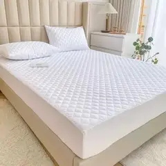 SIRENITAS - Protector de colchón Ajustable acolchonado Cama doble Blanco