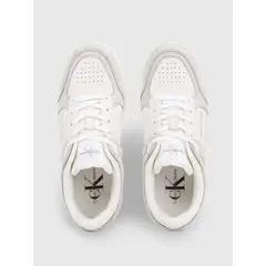 CALVIN KLEIN - Tenis Blanco De Cuero Tipo Basket