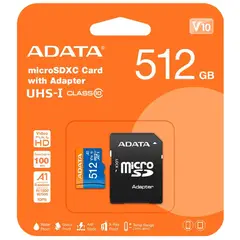 ADATA - Memoria microSD Premier · 512GB · UHS-I Class 10 · A1 V10
