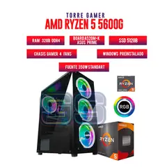 AMD - TORRE GAMER RYZEN 5 5600G/ 32GB RAM/ 512GB SSD/ BOARD A520/ CHASIS 4 FANS RGB