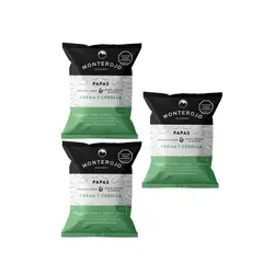 GENERICO - Papas Crujientes Crema Y Cebolla Monterojo 3paq X100gr
