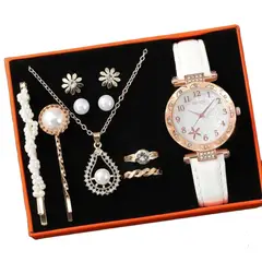 VANIDADES COLLECTIONS - Kit Reloj Negro Rosas Para Mujer + Juego De Collar Aretes