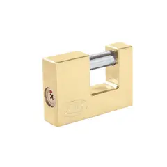 URREA - Candado acero cortina llave tetra 70mm latón brillante Lock