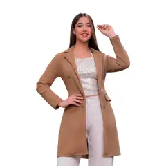 SYK - Gaban Para Mujer De Paño Abrigo largo Caqui